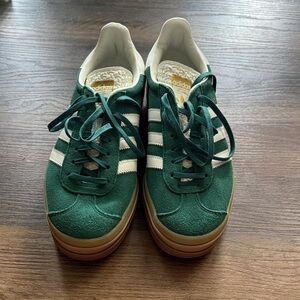 Adidas Forest Green Sneakers with White Stripes